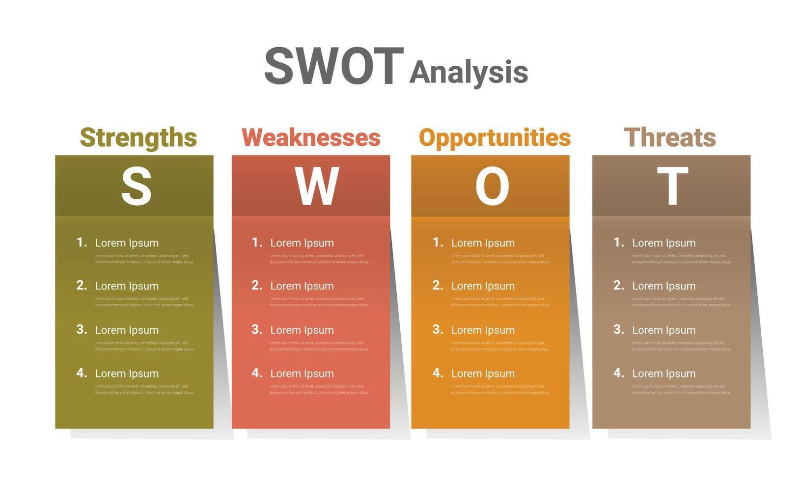 SWOT analysis infographic, Corporate strategic planning diagram graphic elements. Company advantages and disadvantages presentation slide template. vector