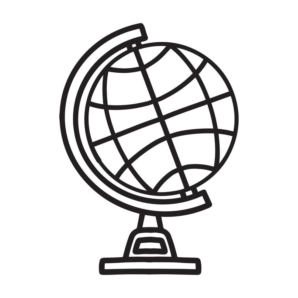 PrintEarth globe line art hand drawn doodle illustration vector
