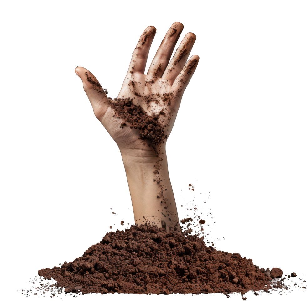 A hand coming out of soil transparent background png