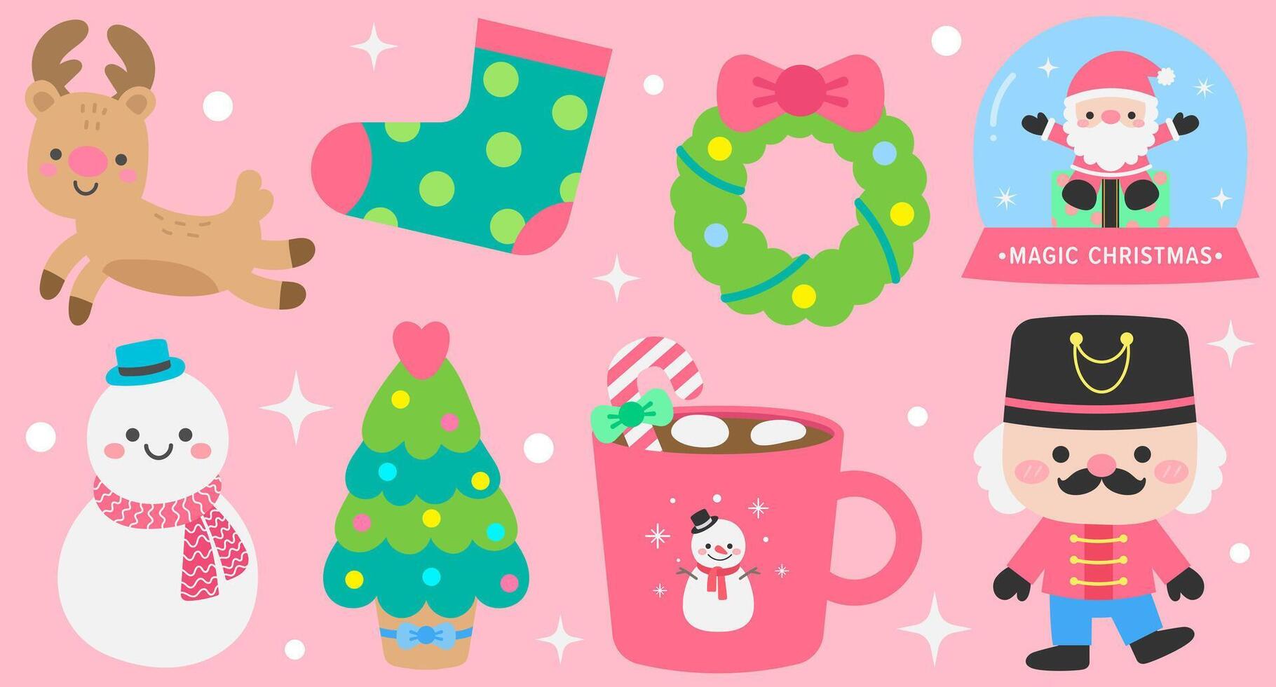 Merry Christmas Party Cute Elements vector