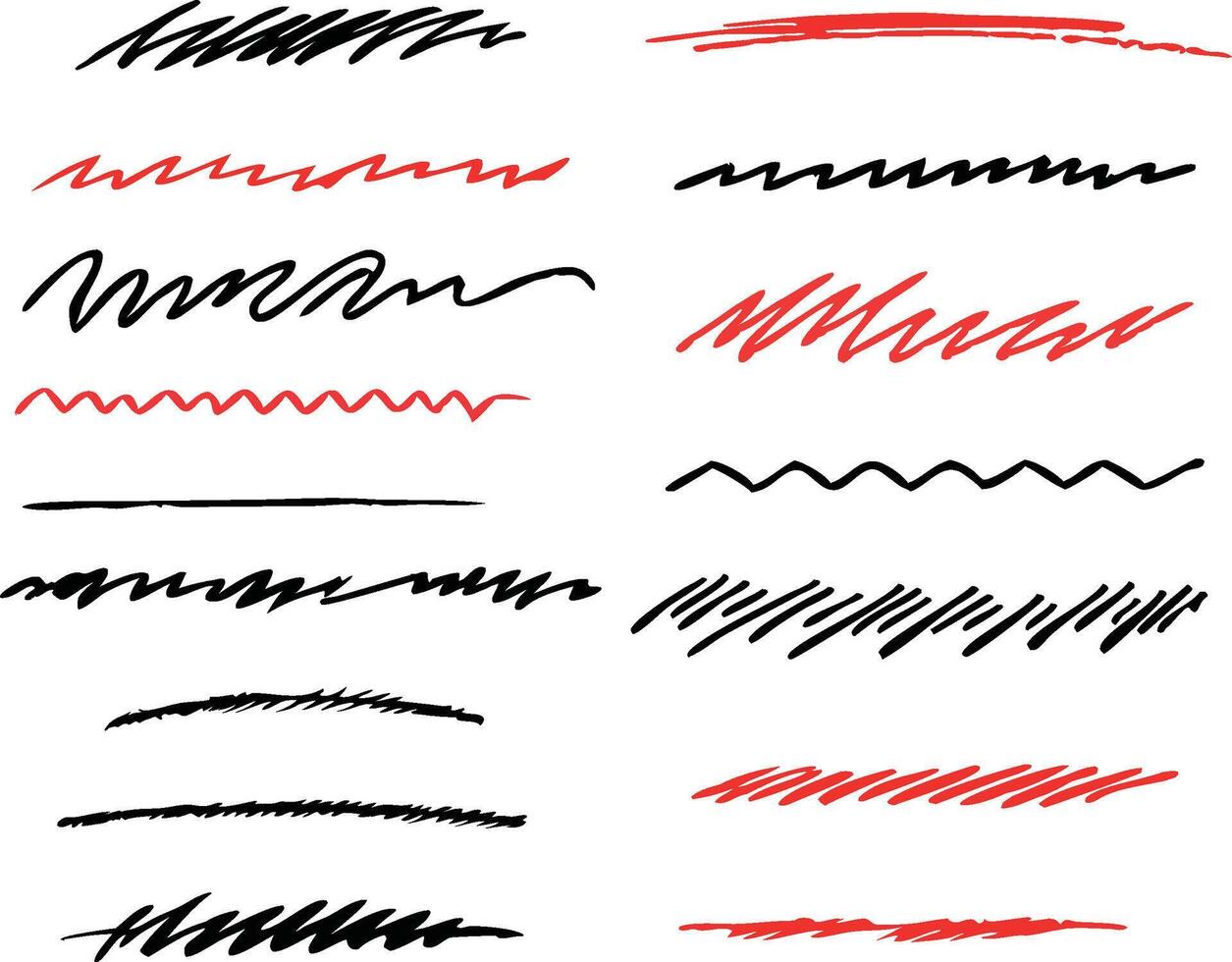 Collection of hand drawn brush strokes isolated on white background. illustration. vector