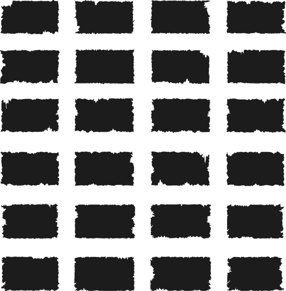 Set of black grunge rectangle frames with jagged edges vector