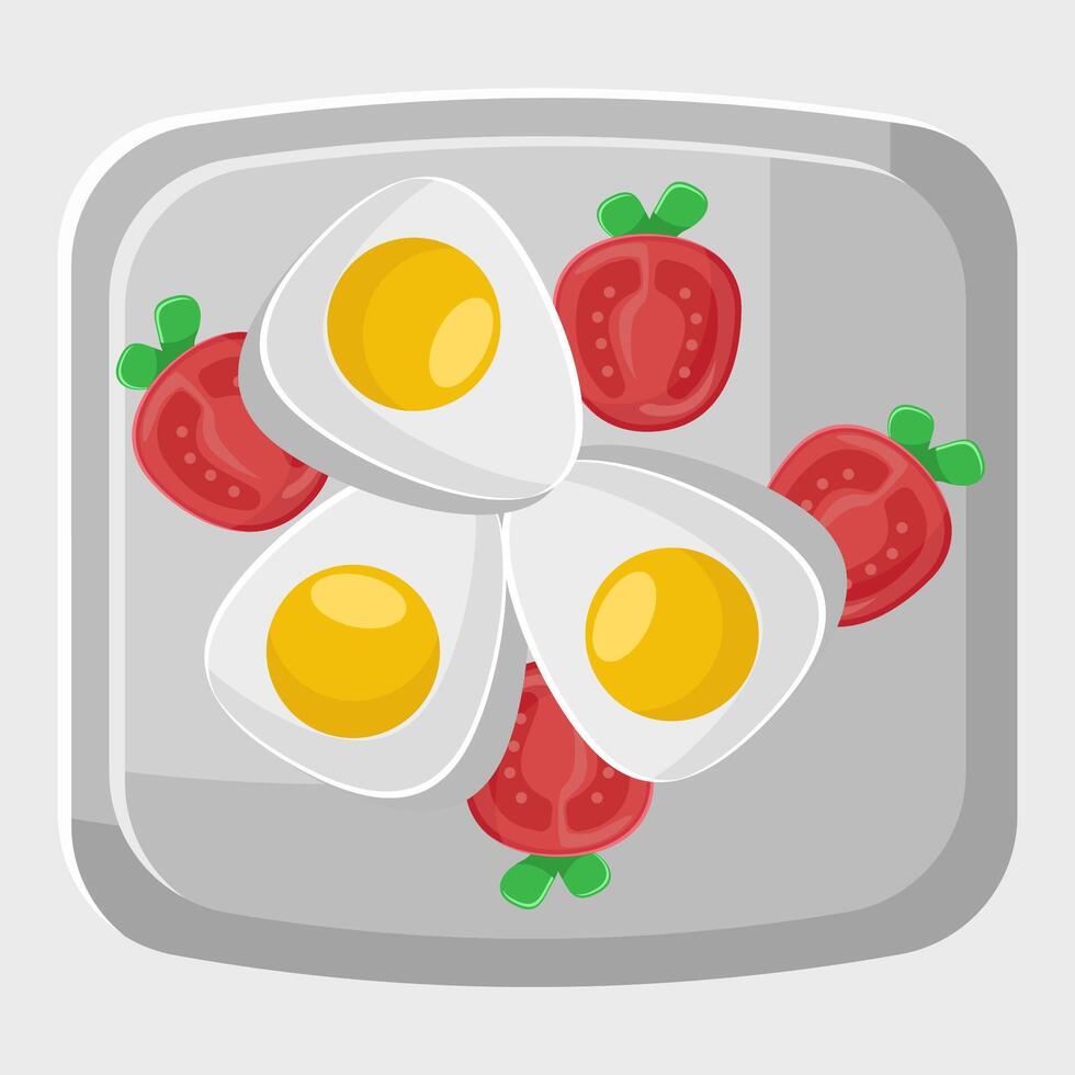 Flat illustration healthy breakfast with egg and tomato vector