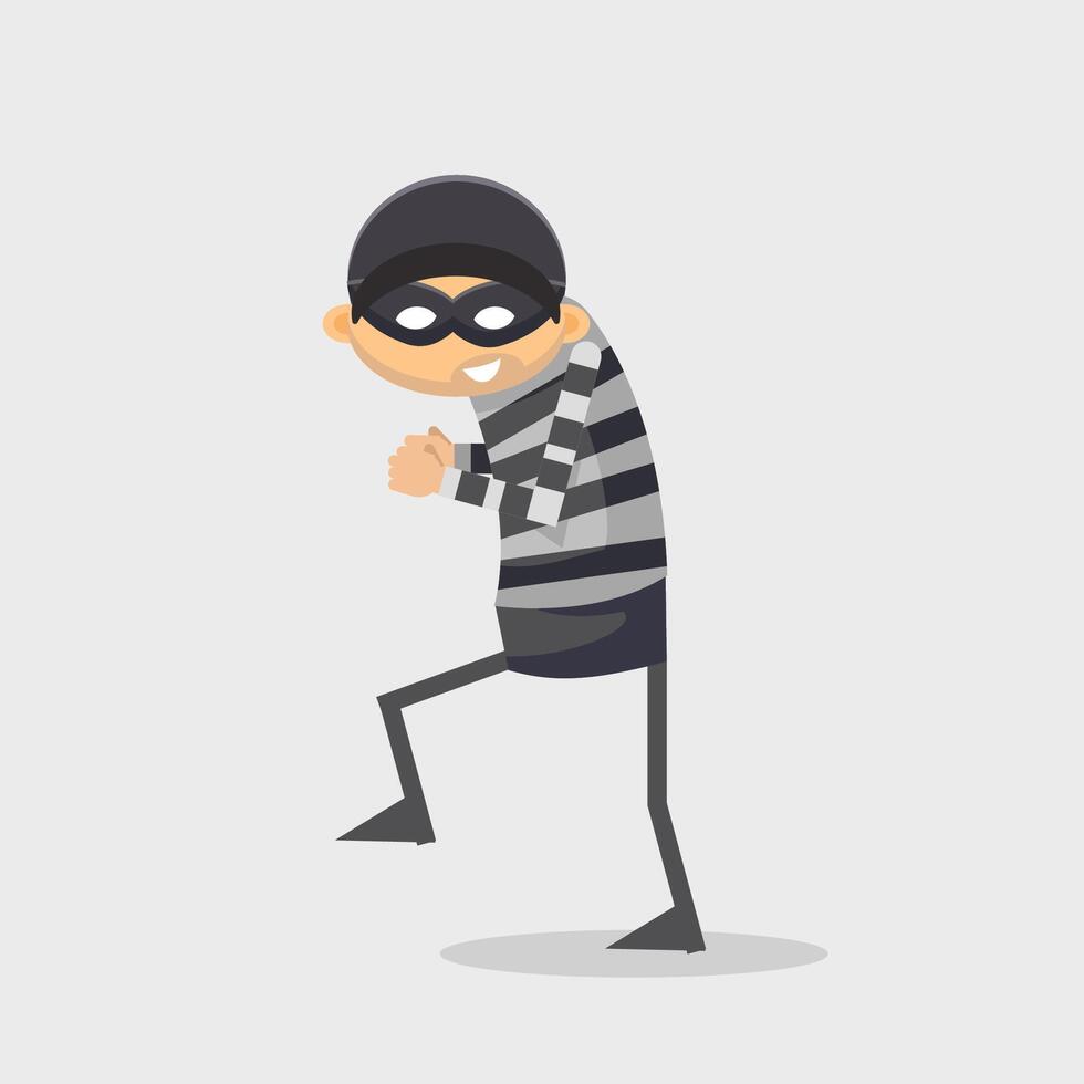 Flat illustration the thief is sneaking around when he is going to steal vector