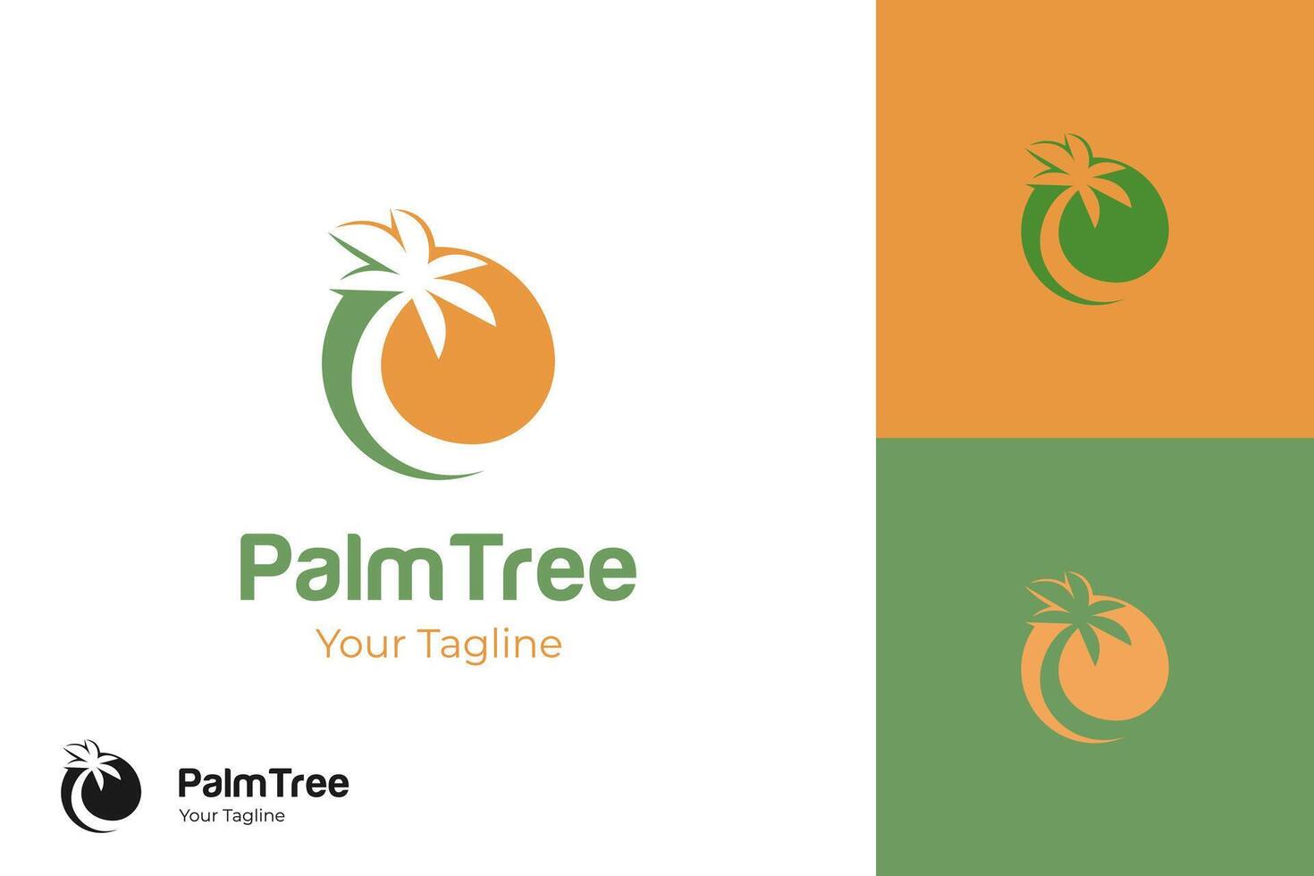 palm tree logo design with circle shape concept illustration for summer symbol, agricultural logo template vector