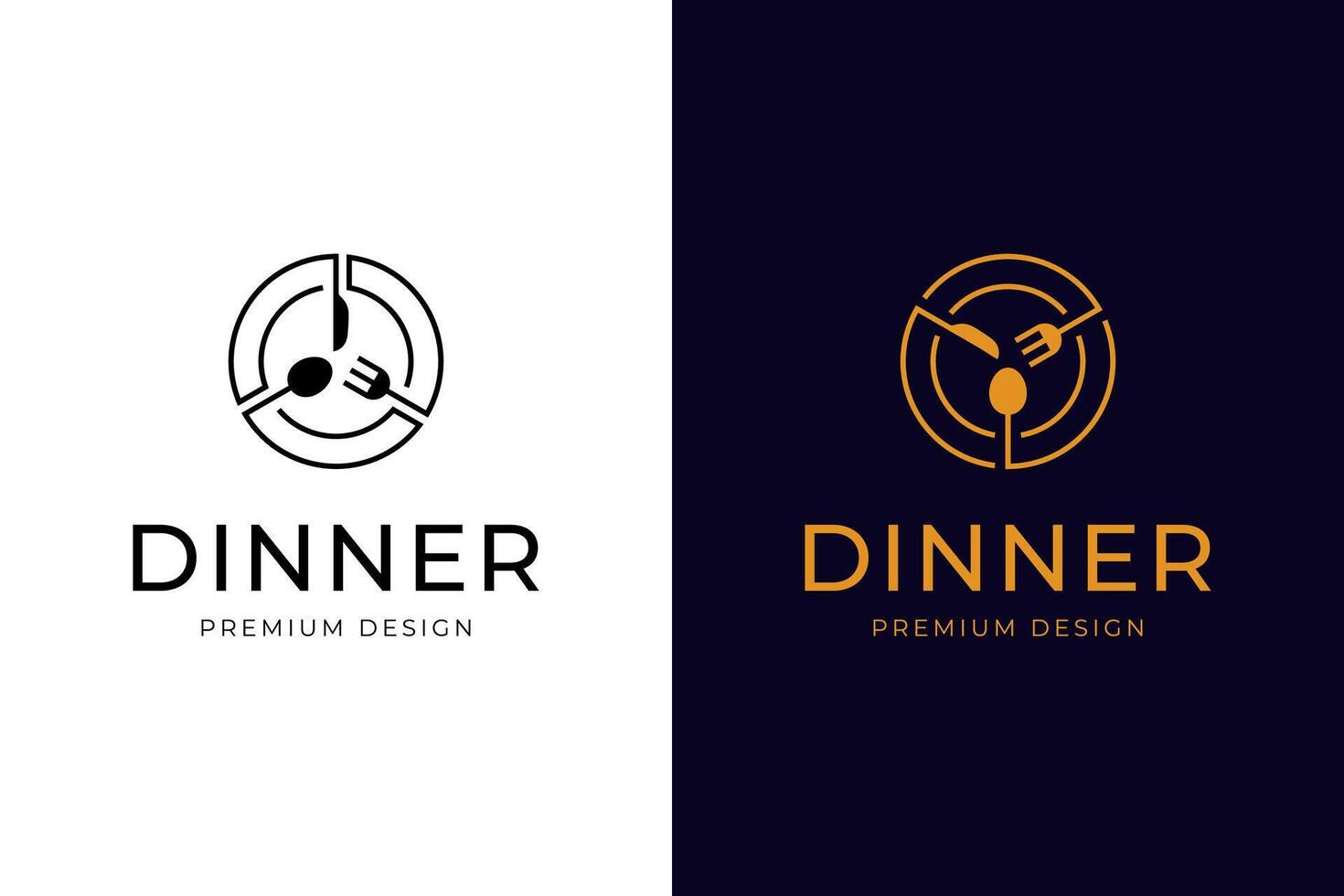 dish food logo icon design with spoon, fork, knife, and plate concept symbol for menu catering, restaurant and cafes logo design vector