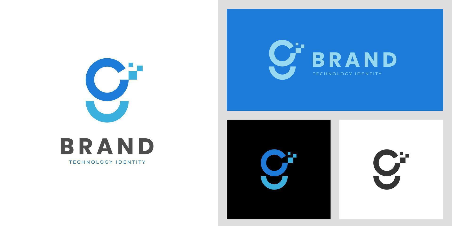 digital technology start up logo icon design with initial letter g brand identity for business brand mark creative logo template vector