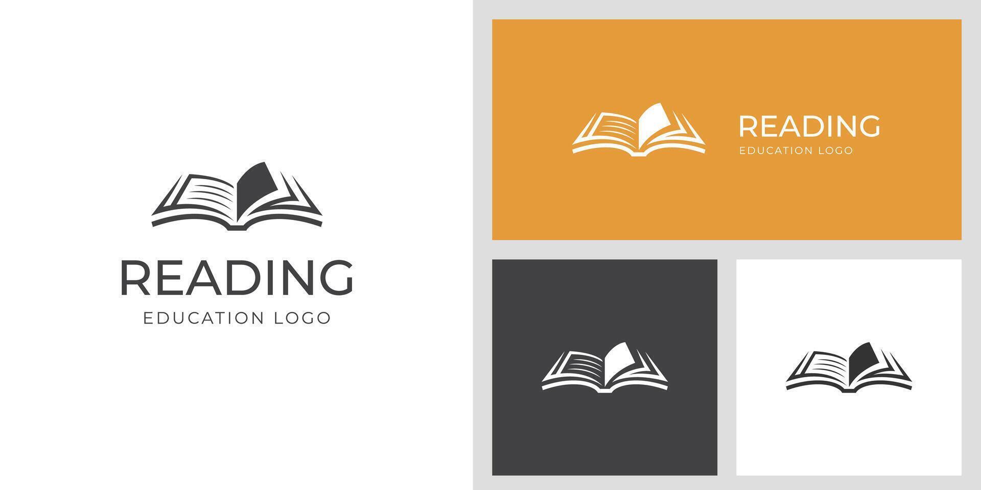 open book logo icon design graphic illustration for reading, learning and library logo design vector