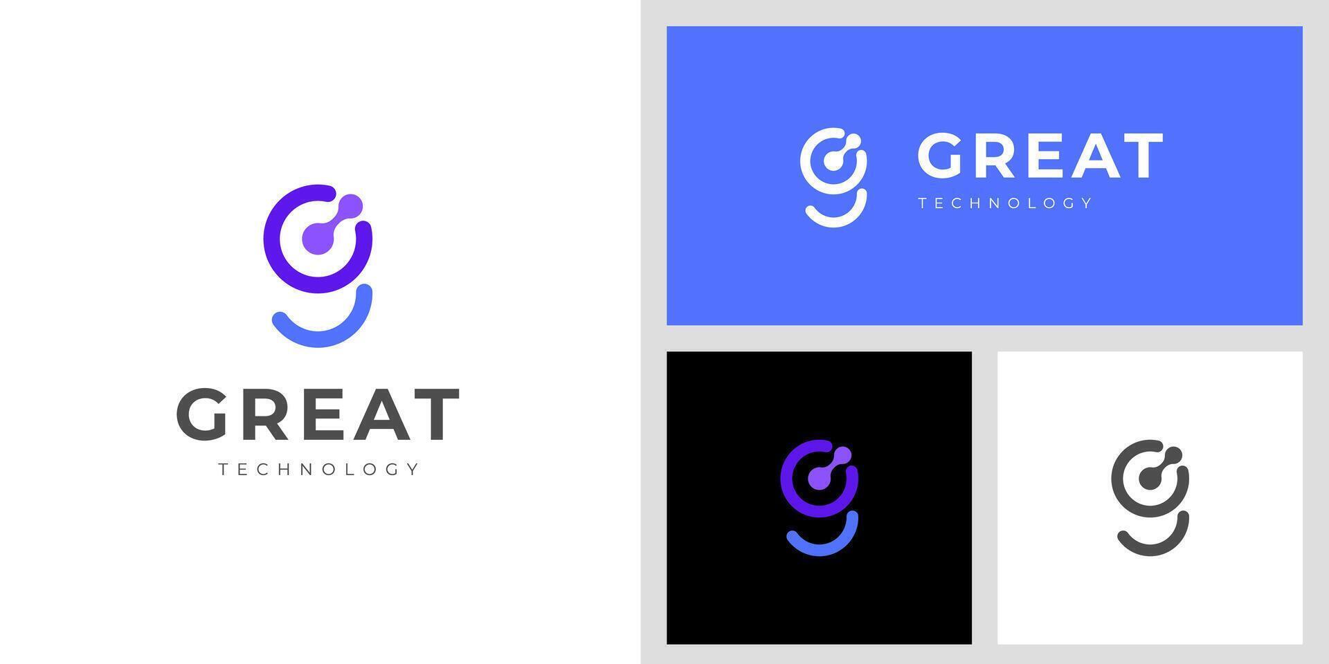 Initial letter G modern logo design with pixel graphic shape for digital technology start up logo brand mark, identity design vector