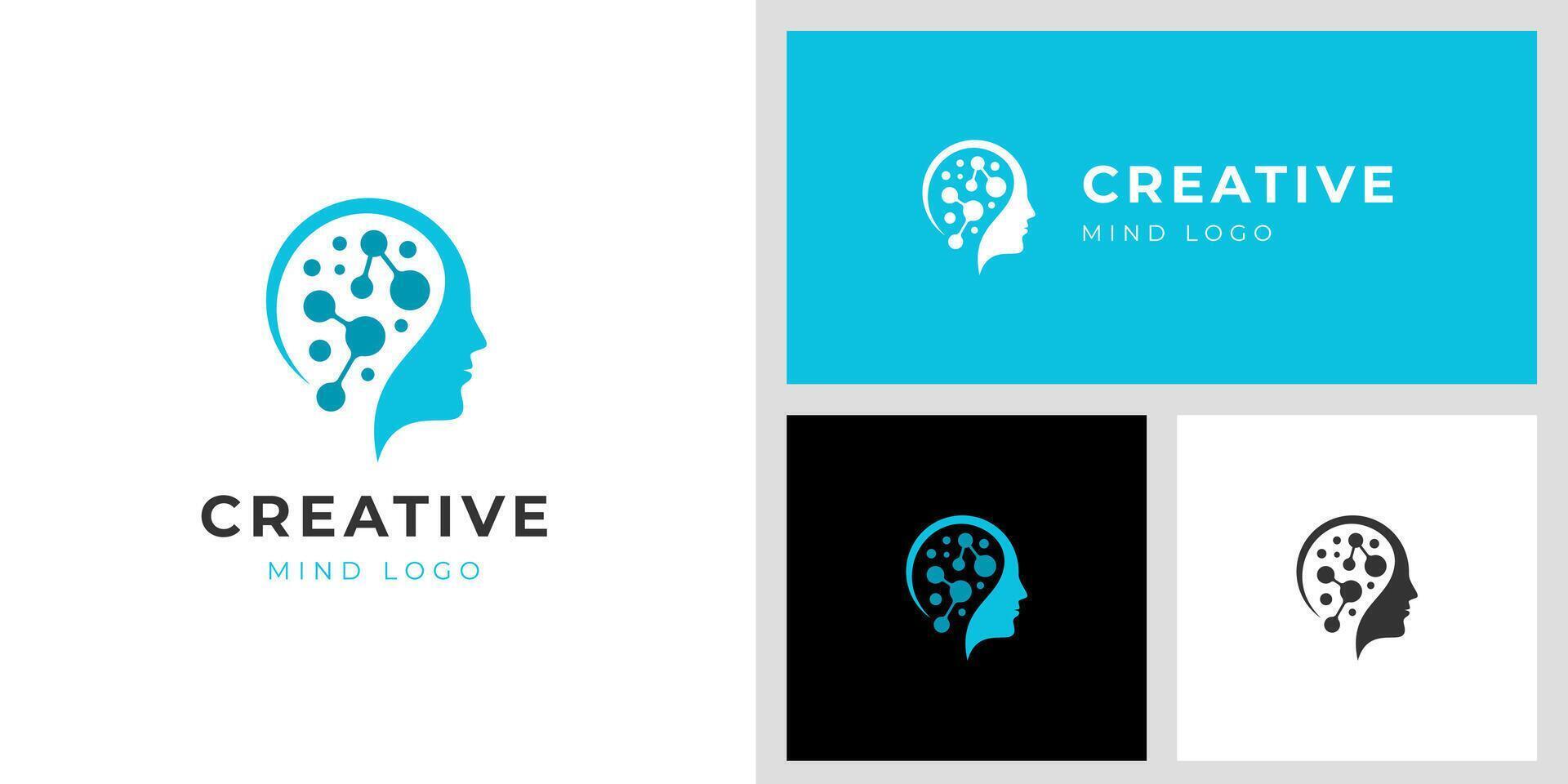 creative idea brain logo icon design for human mind, Digital Abstract human head logo, Head Tech Brain Artificial Intelligence logo illustration vector