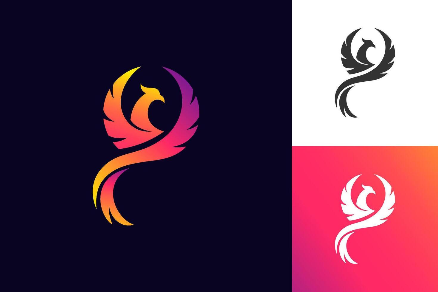 phoenix wing gradient logo design abstract animal bird fly logo illustration vector