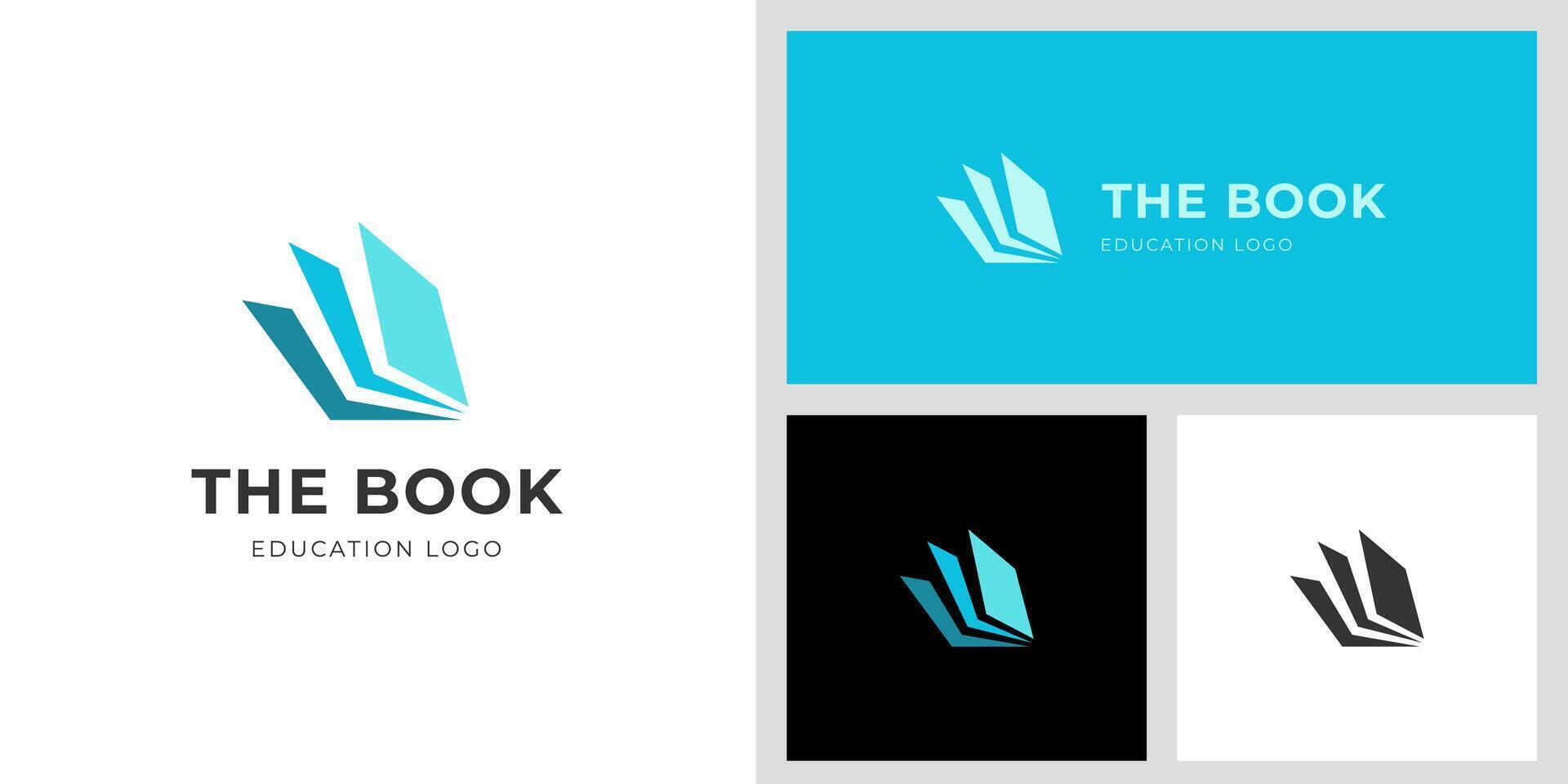 book education abstract logo icon design illustration for library, book store logo design vector
