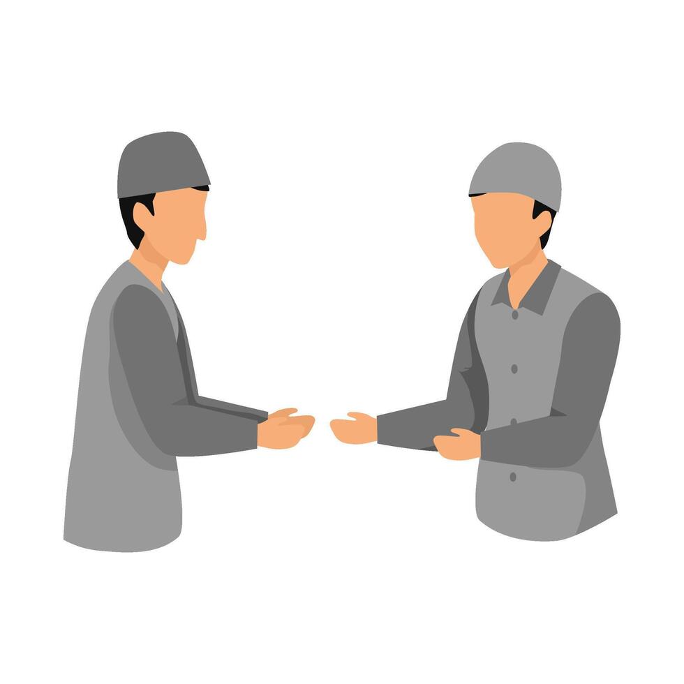 handshaking illustration muslim men vector