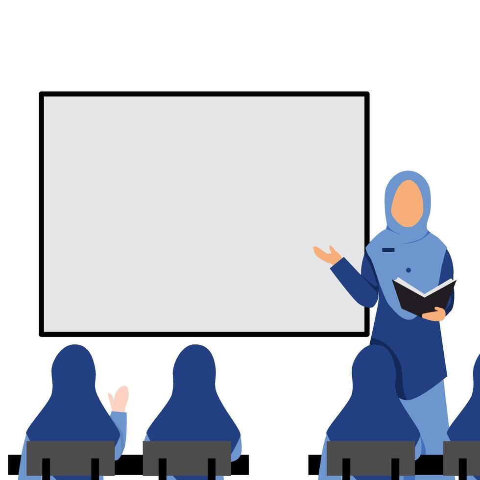 classroom illustration, student and teacher in the classroom vector