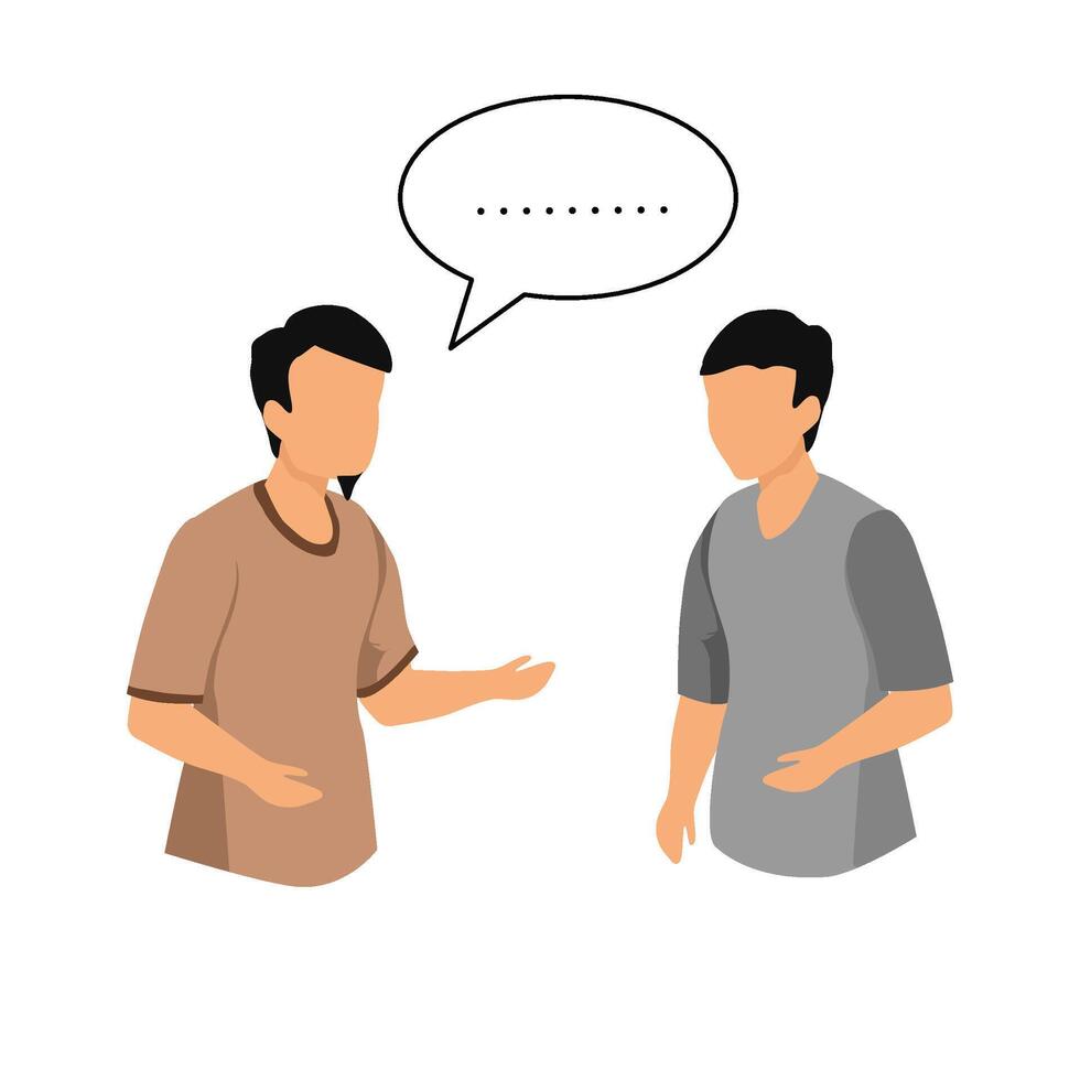two people talking to each other, communication illustration with bubble speech, islamic illustration vector