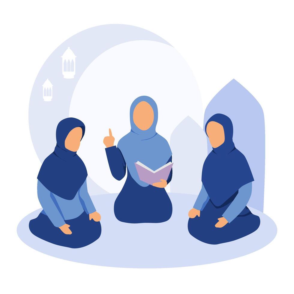 illustration of muslim public speech, muslim forum discussion vector