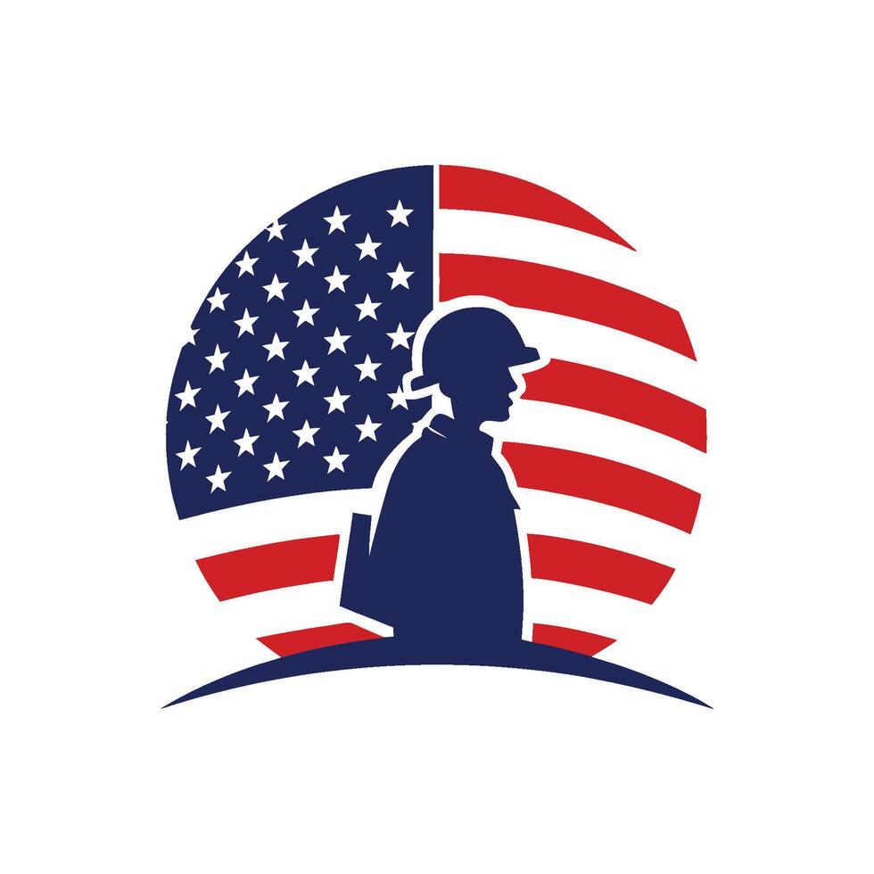 Minimalist Veterans Day T-Shirt with American Flag and Soldier vector