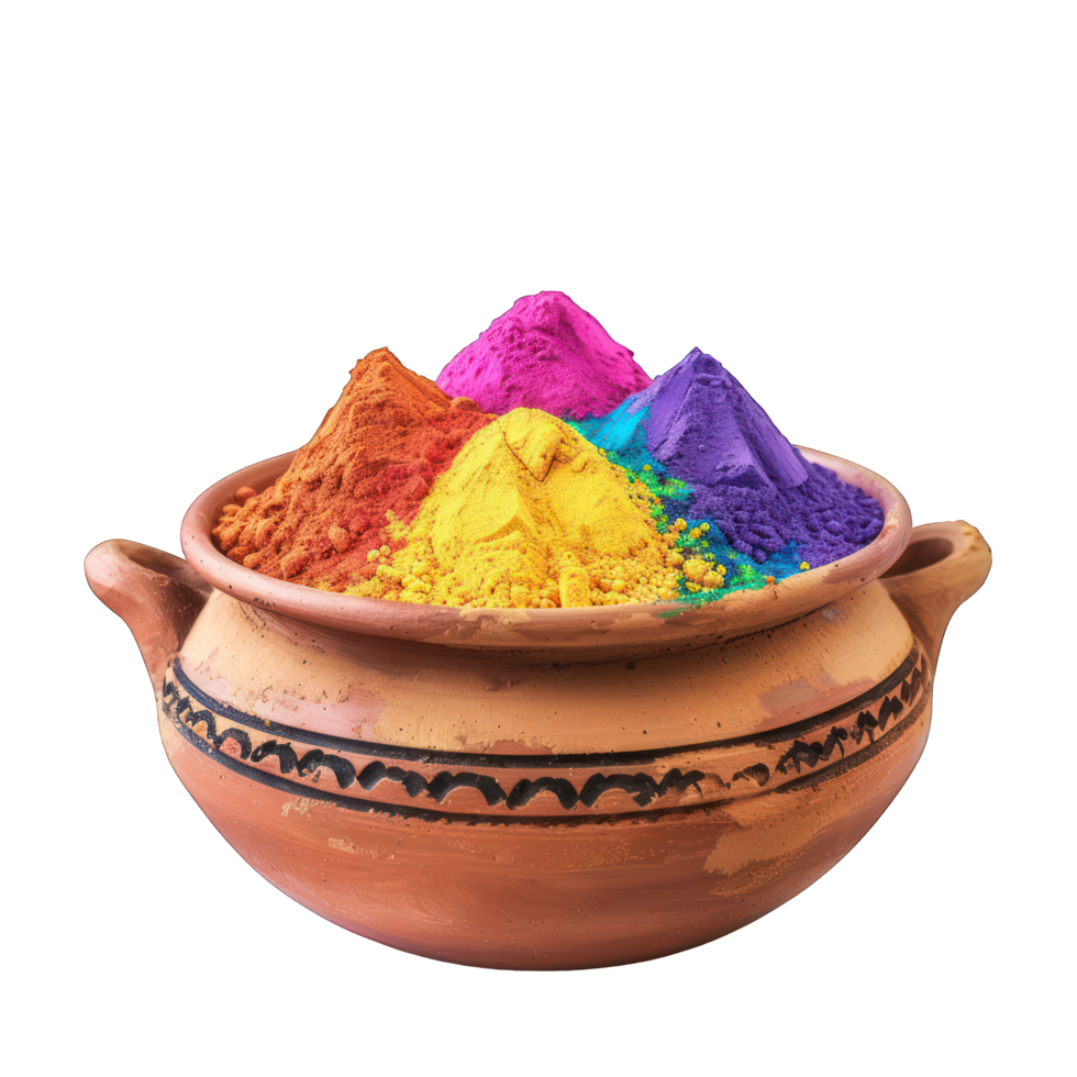 mud pot full of colorful powders transparent background png