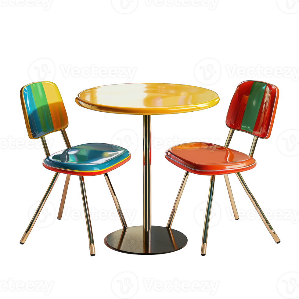 colorful chairs and table transparent background png