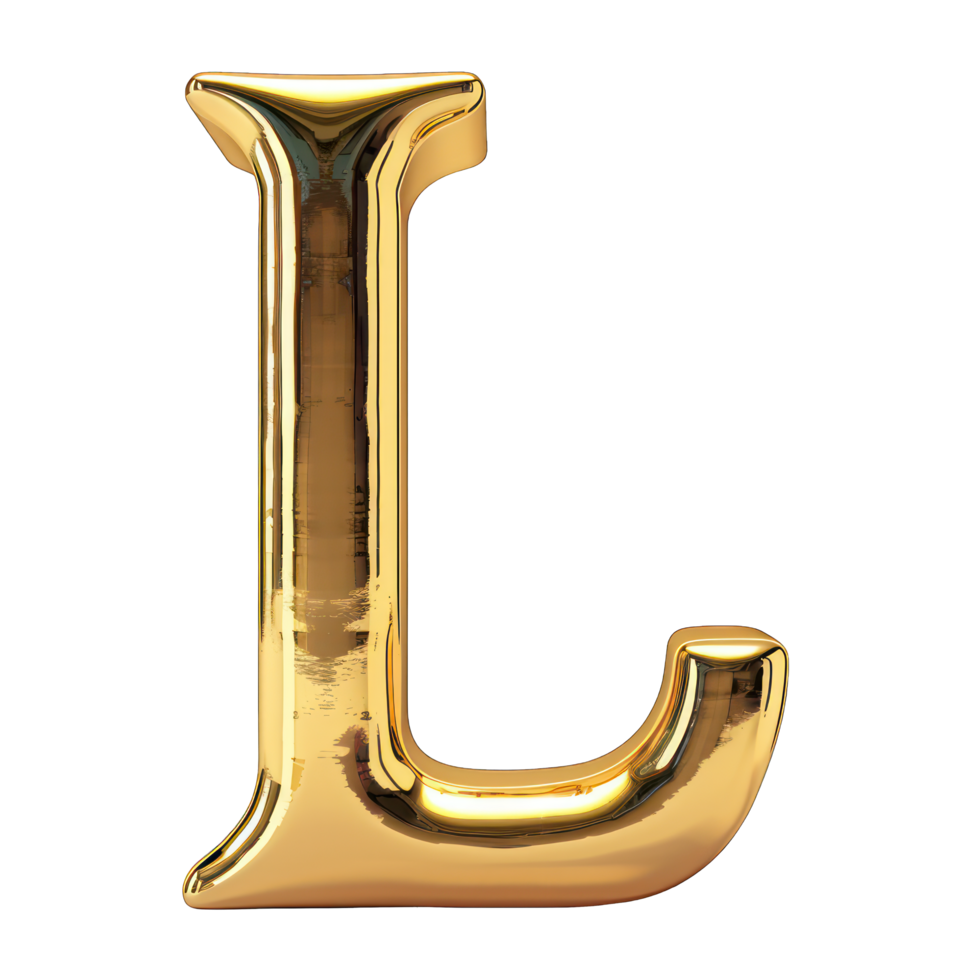 Golden solid written L transparent background png