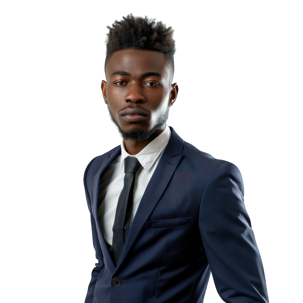 black man wearing suit transparent background png