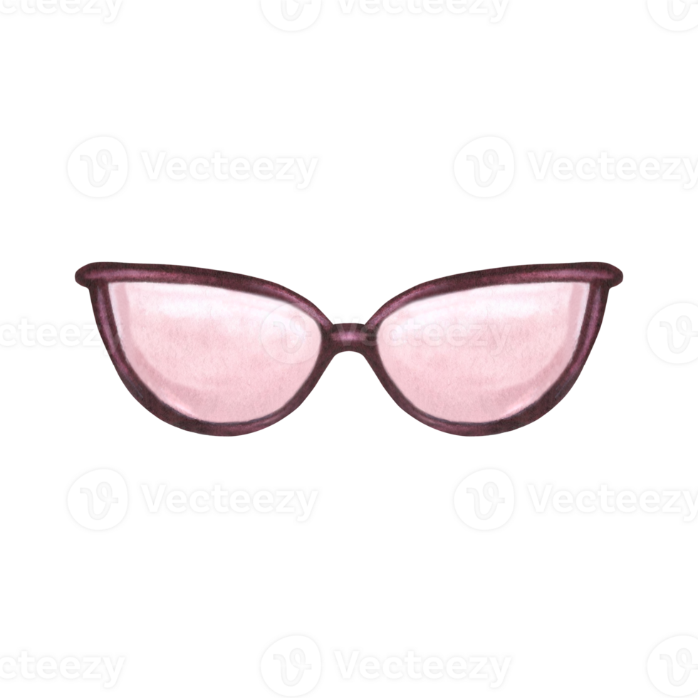 Sunglasses pink. Elegant stylish accessory of women's closet. Hand drawn watercolor illustration isolated. Beautyful detail for fashion summer look. Clipart for sticker, card, creativity, scrapbooking png