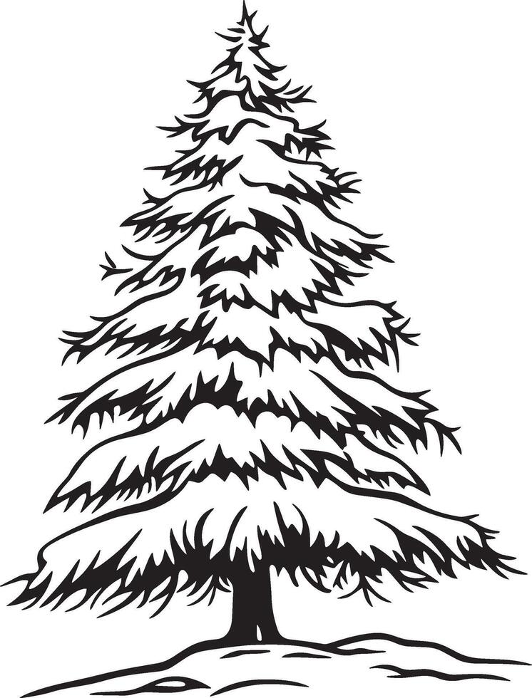 Christmas tree black and white vector