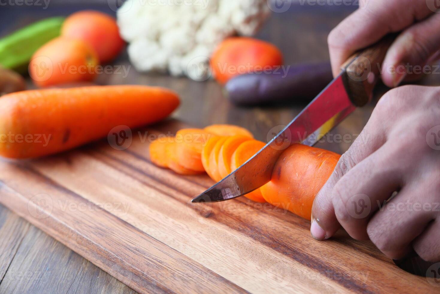 Chopping Fresh and Nutritious Vegetables for Preparing a Deliciously Healthy Meal Choices photo