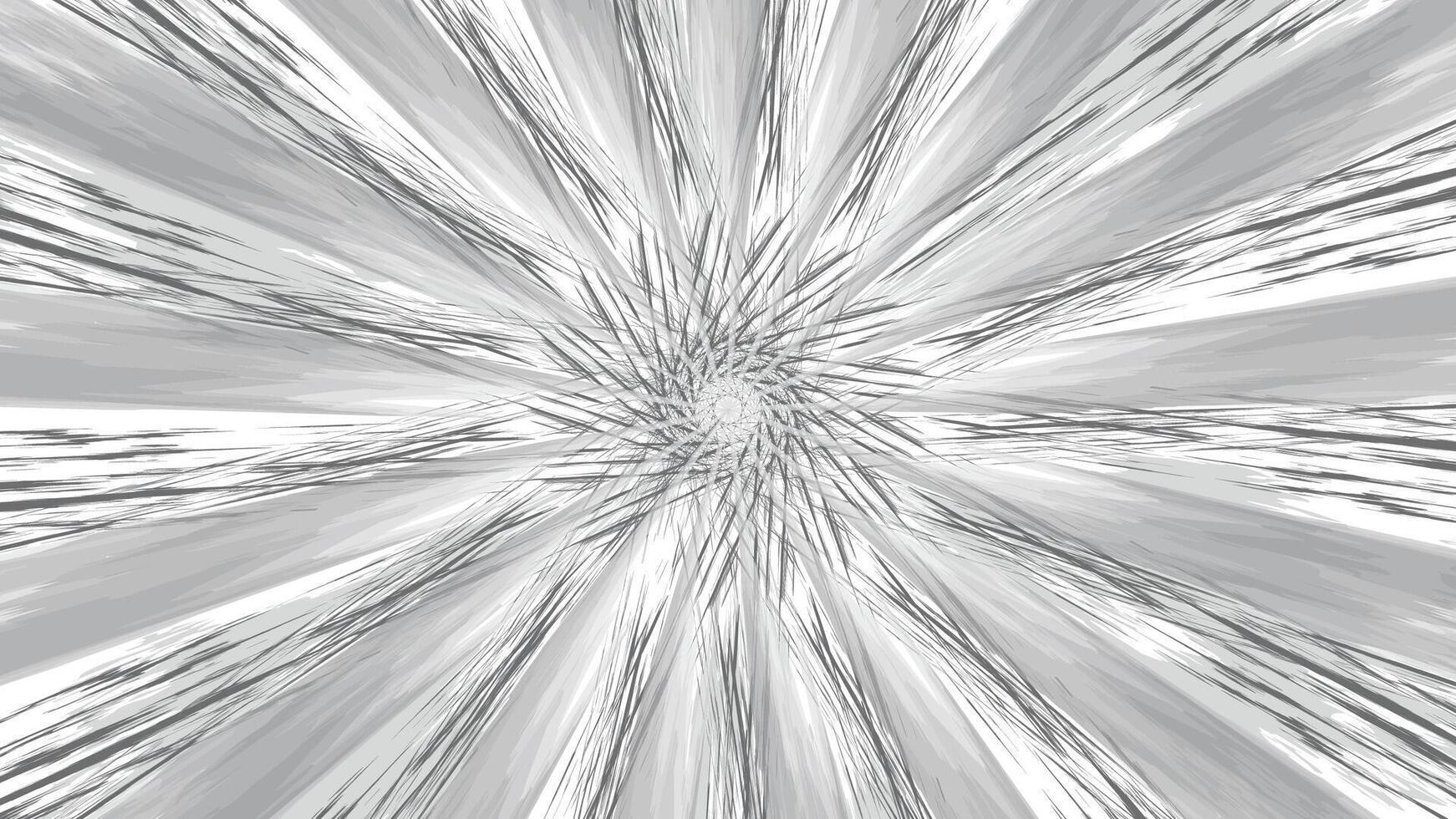 Abstract scribble monochromatic starburst with mandala pattern. Black and white psychedelic hypnotic background vector