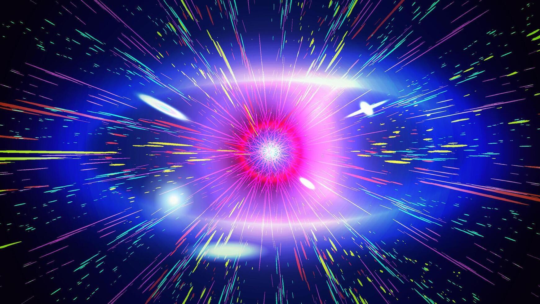 The eye of universe abstract background design. Starburst of Galaxy, Quantum physics, Time travel, Cosmic explosion vector