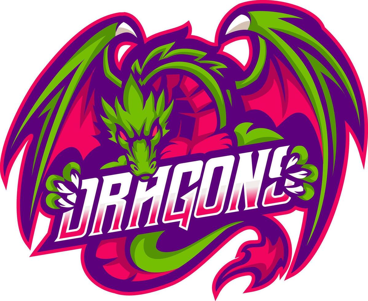 Dragon esport mascot logo design vector