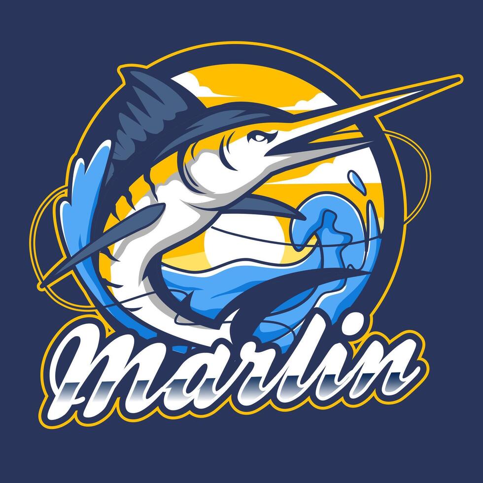 blue marlin logo for sport fishing vector