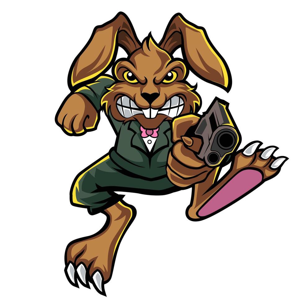 Rabbit mafia mascot esport logo design with modern illustration concept vector