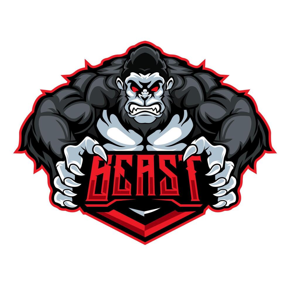 Illustration of Angry gorilla mascot logo design vector