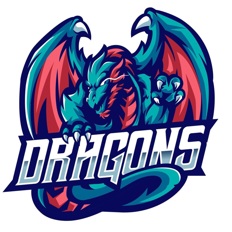 Dragon esport mascot logo design vector