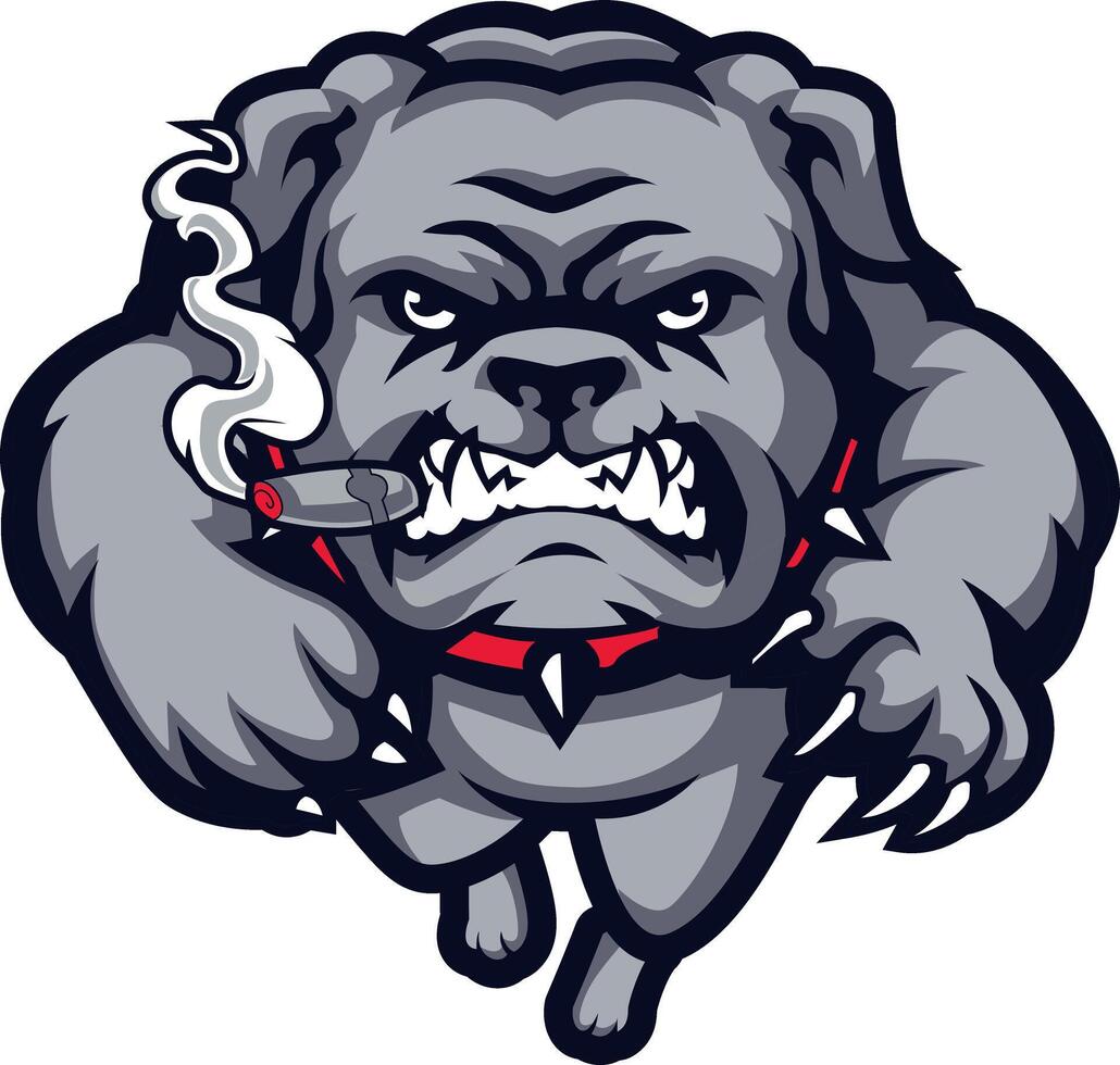 angry Smoking Bulldog Head vector