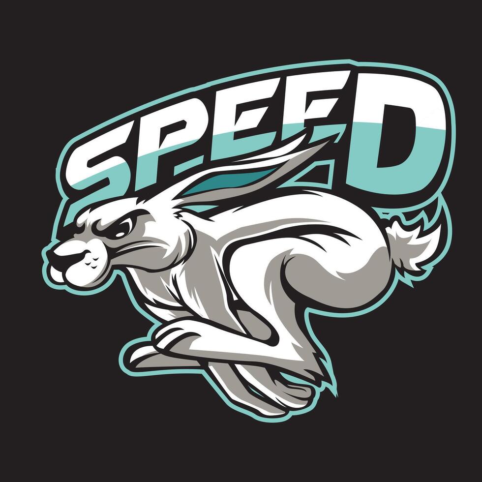 bunnies run mascot logo gaming illustration vector