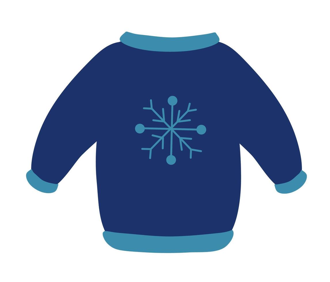 Winter sweater with Christmas snowflake design. flat illustration.Print vector