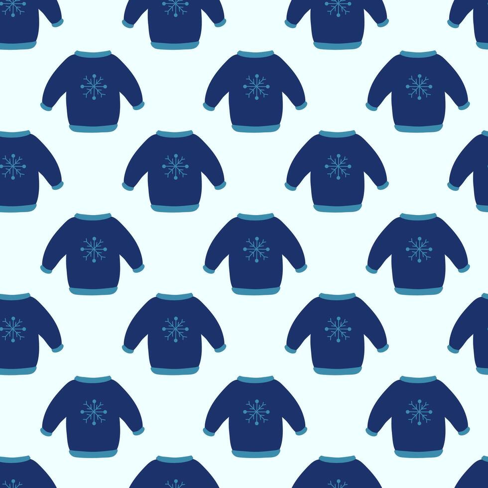 Seamless pattern. Winter sweater with snowflakes design. Cozy fall background. flat illustration. vector