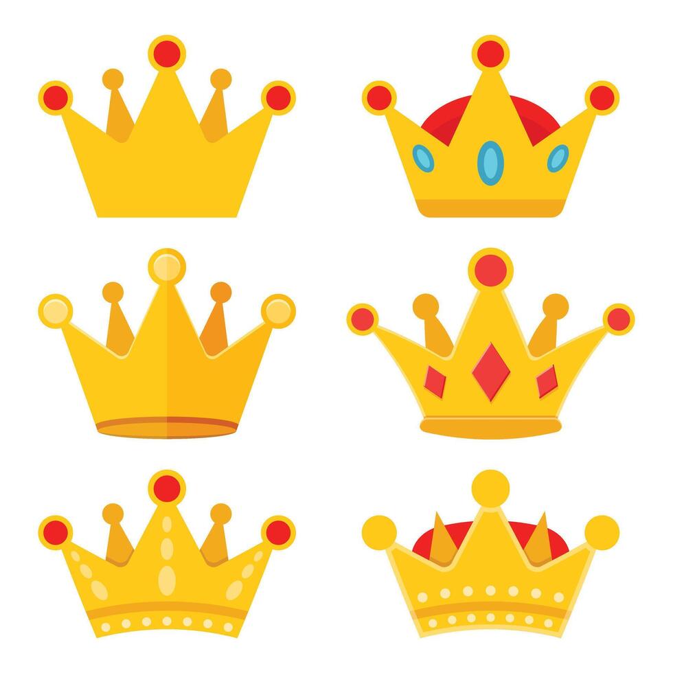Princess crown icon set in flat style. Queen diadem illustration on isolated background. Luxury tiara sign business concept. vector