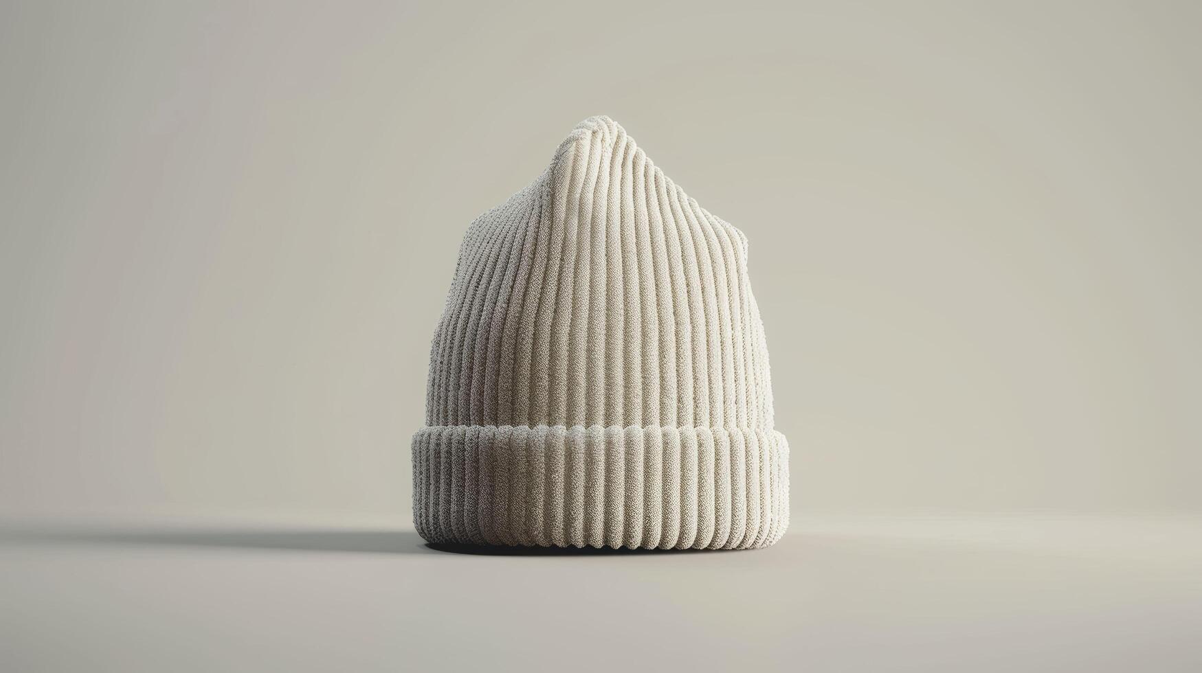 A white knit hat is sitting on a table photo