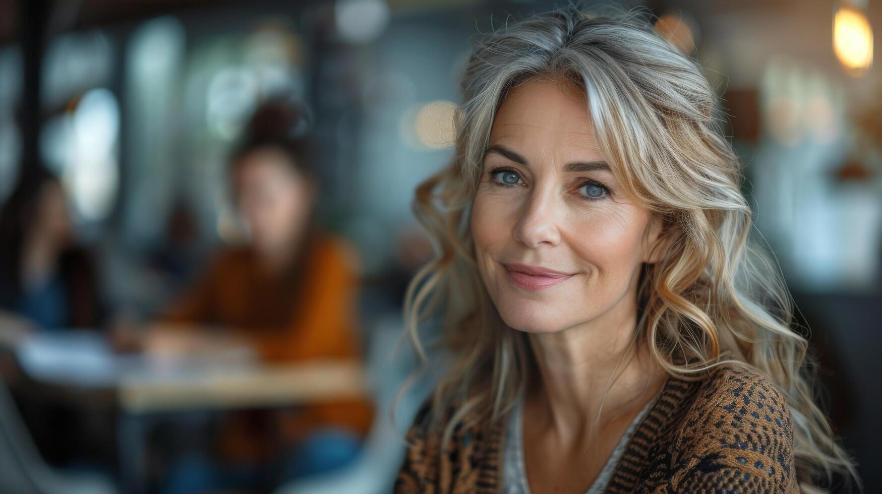 Two business executives discussing financial legal papers in office at meeting. Smiling female lawyer adviser consulting mid aged client at meeting. Mature colleagues doing project paperwork overview photo