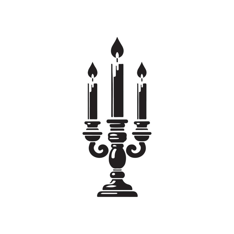 Elegant Candle Icon Silhouette Design vector