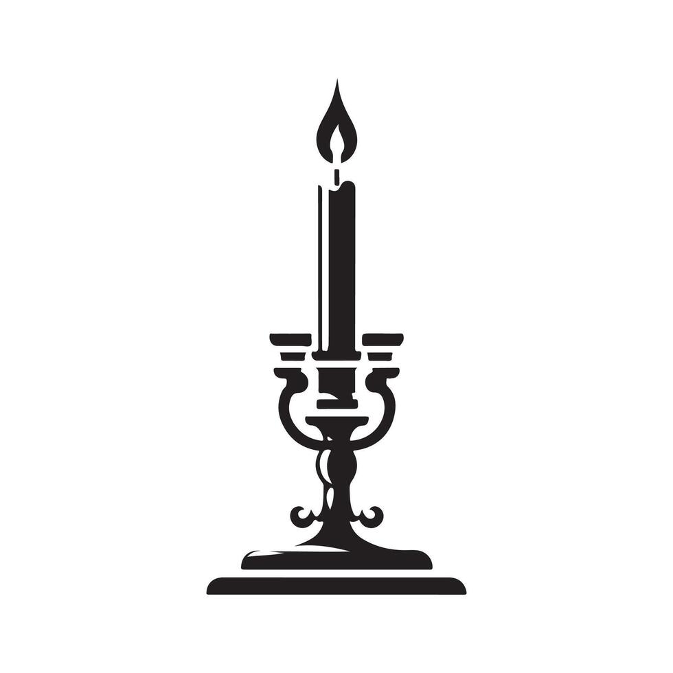 Silhouette Candlestick Logo with Shadow vector