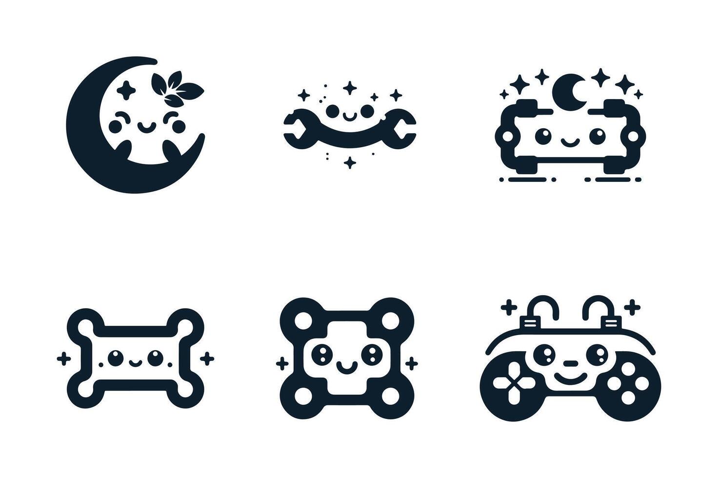 Set of Charming Designs Silhouette Logo Pack vector