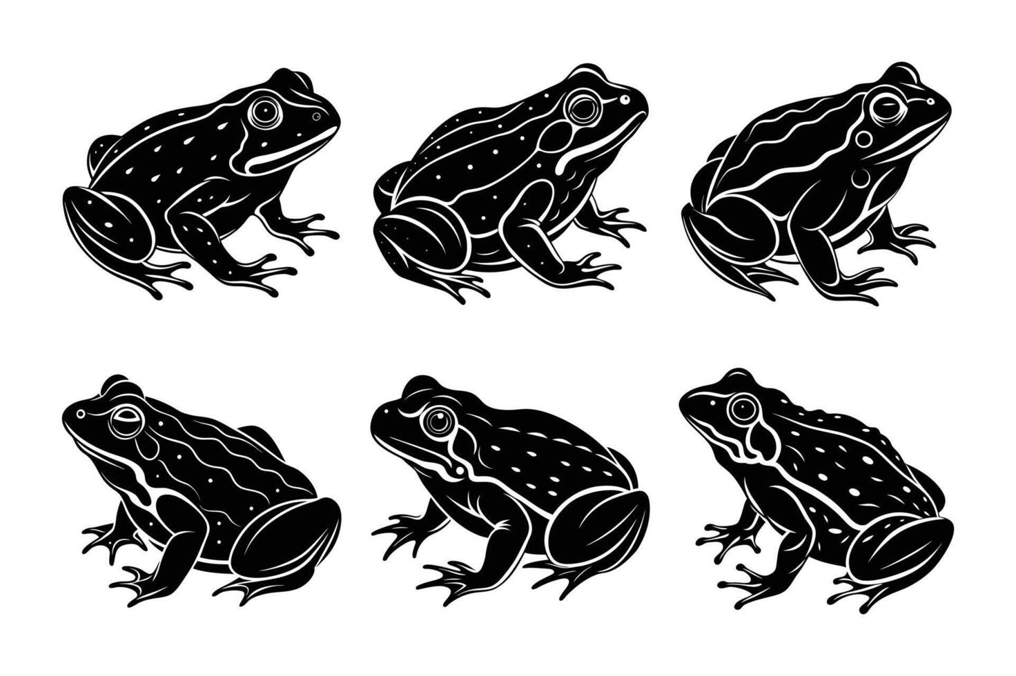 Set of Bullfrog Silhouette Leap of Creativity vector