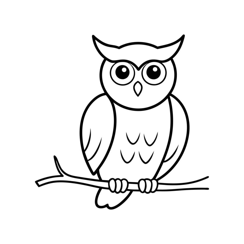 Wise Owl Silhouette on Branch vector