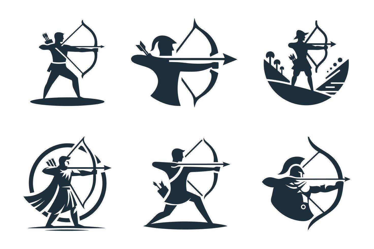 Set of Silent Aim Archer Icon Branding vector