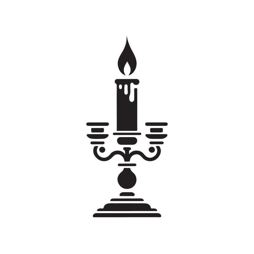Sleek Candlestick Silhouette Logo Template vector