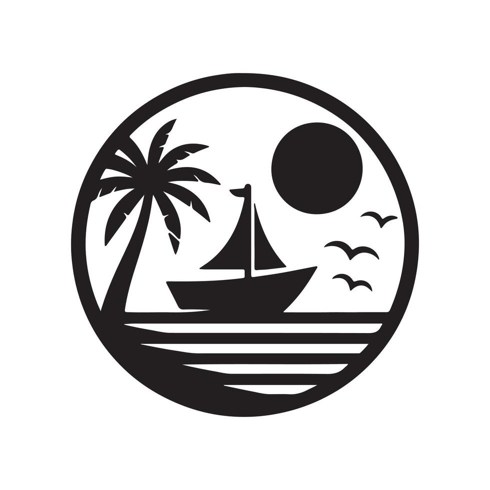 Smooth Sailing Elegant Boat Outline vector